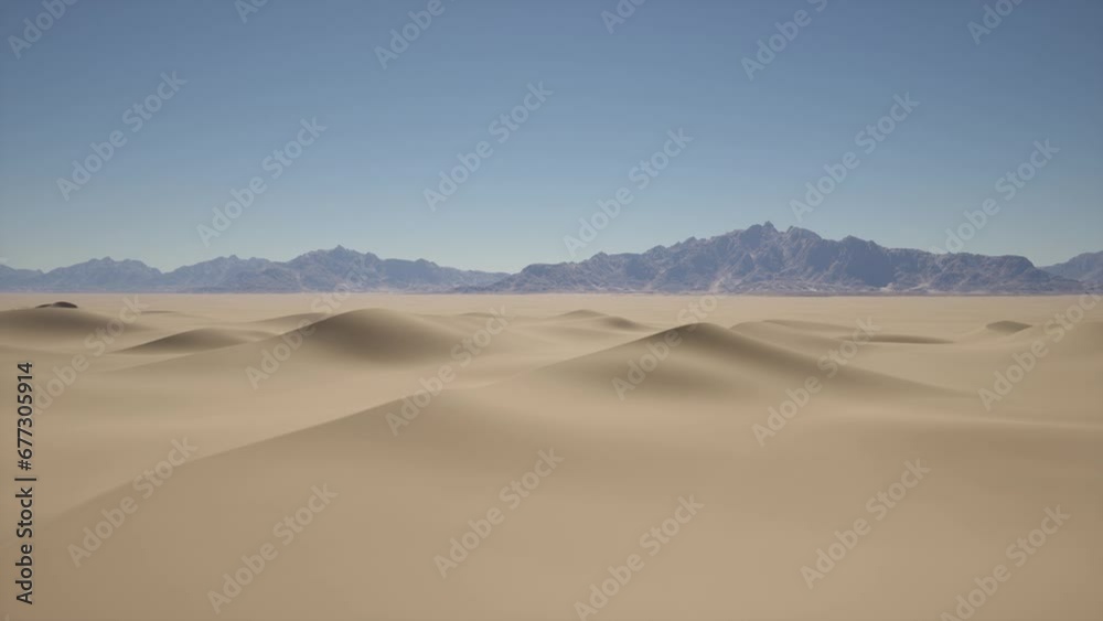 A stunning desert landscape with majestic mountains in the distance A stunning desert landscape with majestic mountains in the distance