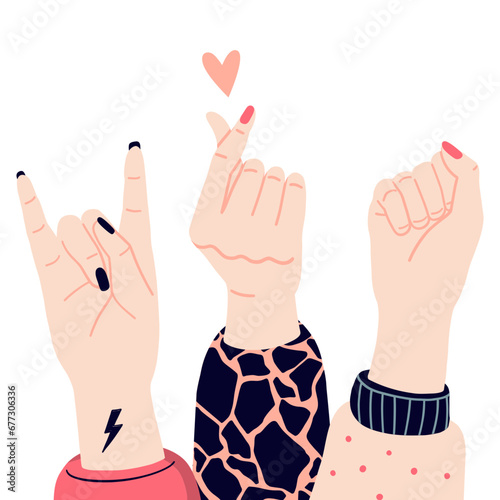 Female Hands Showing Different Gestures
