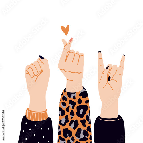 Female Hands Showing Different Gestures