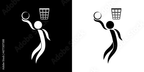 Pictogrammes représentant un match de basketball, une des disciplines des compétitions sportives avec un ballon.