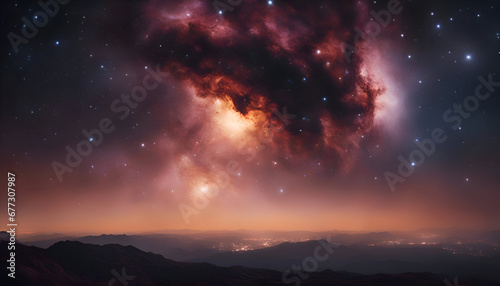 Fantastic night sky with stars and nebula. 3d rendering