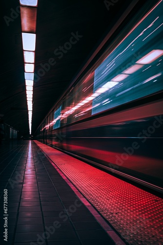 Train arriving in metro station