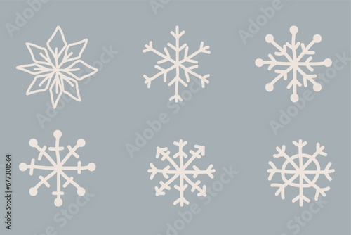 Hand drawn snowflakes design. Winter elements vector illustration photo