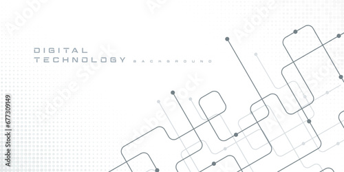 Digital technology futuristic internet network speed connection white background, cyber nano information, abstract communication, innovation future tech data, Ai big data line dot illustration vector