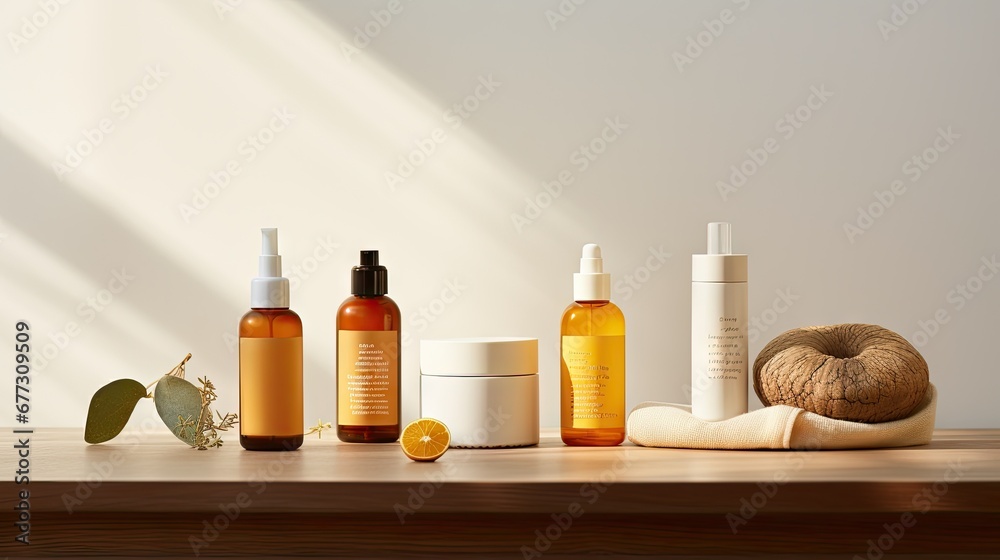 collection of face care products. Close up