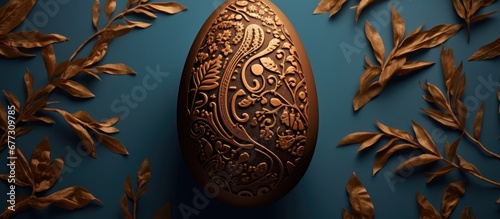 Brazilian style handmade Easter egg showcasing chocolate and brigadiers in a top view Copy space image Place for adding text or design photo
