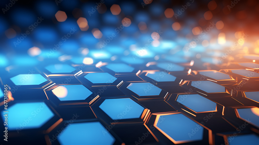 Obraz premium Glowing blue hexagonal grid background