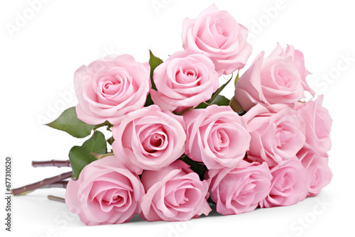 Pink bunch bouquet of roses  isolated on transparent background  png file