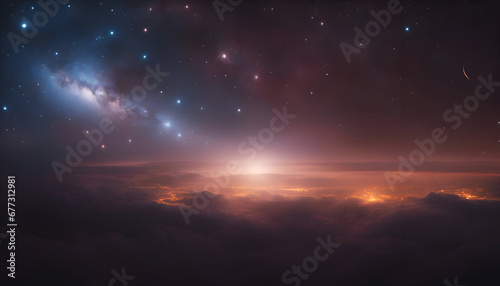 Night sky with clouds and stars. Elements of this image furnished by NASA