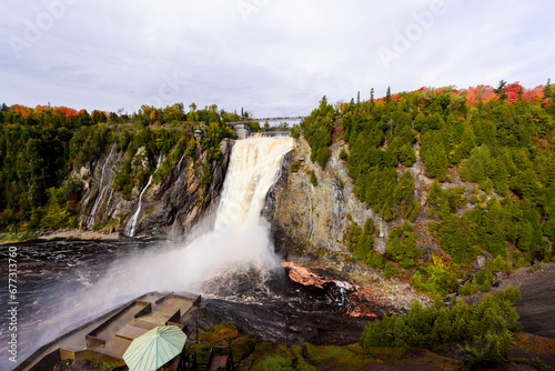 Powerful Montmorency waterfall near Quebec