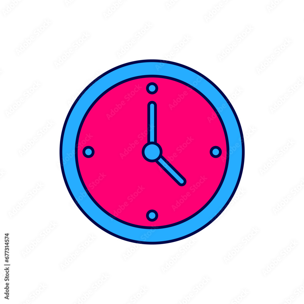 Filled outline Clock icon isolated on white background. Time symbol. Vector Filled outline Clock icon isolated on white background. Time symbol. Vector