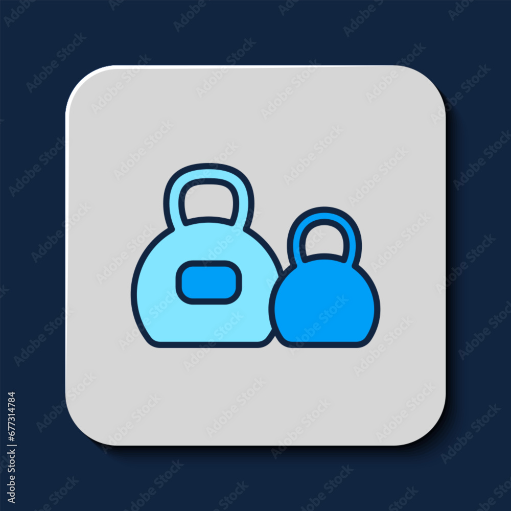 Filled outline Kettlebell icon isolated on blue background. Sport equipment. Vector Filled outline Kettlebell icon isolated on blue background. Sport equipment. Vector