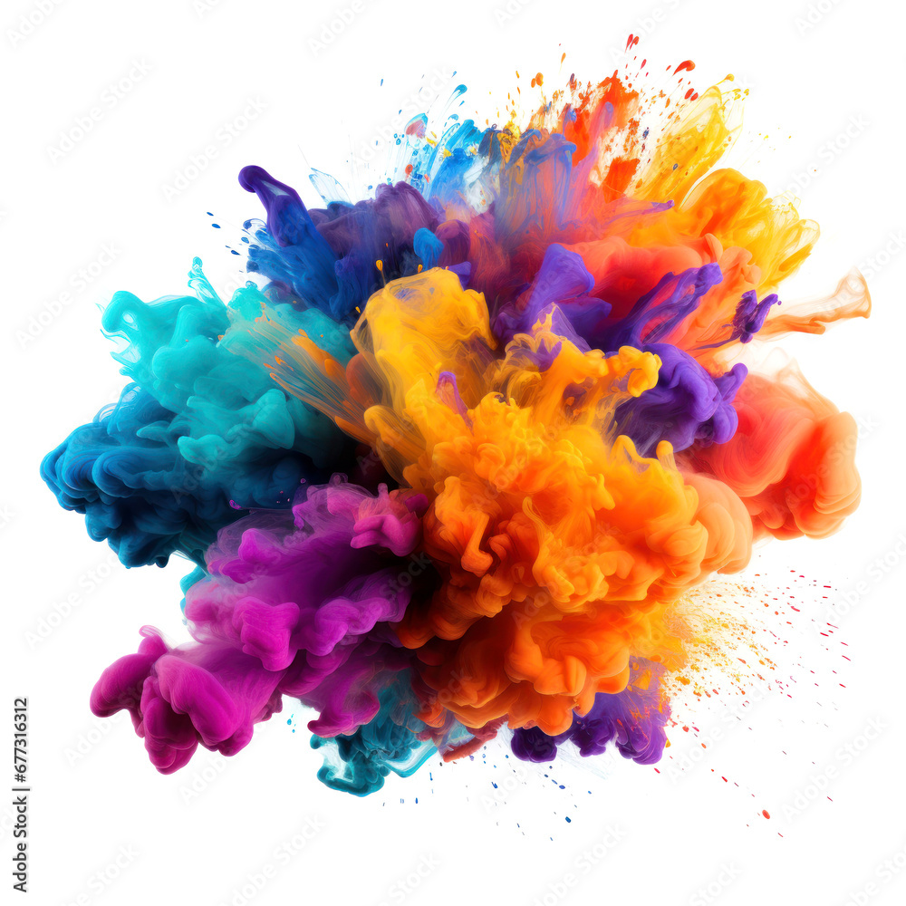 Abstract background, exploding paint. Quick shot isolated