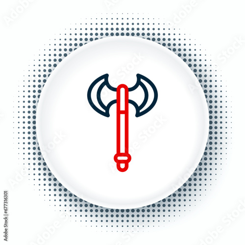 Line Medieval axe icon isolated on white background. Battle axe, executioner axe. Medieval weapon. Colorful outline concept. Vector