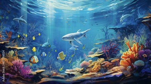underwater sea aquarium environment photo