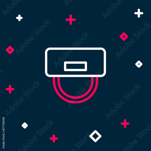 Line Bellboy hat icon isolated on blue background. Hotel resort service symbol. Colorful outline concept. Vector