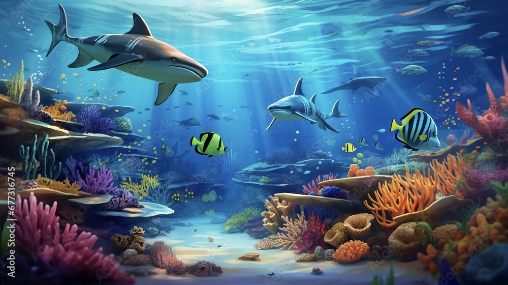 Fototapeta premium underwater sea aquarium environment