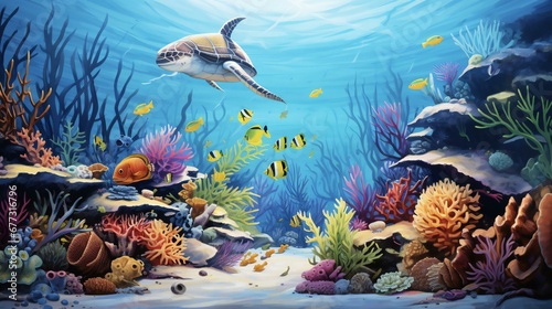 underwater sea aquarium environment © Amena