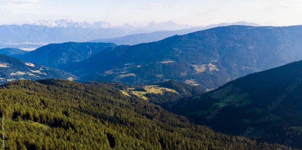 Scenic view of the alps at sundown in Nokhberge Villach on a sunny day