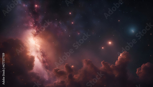 Night sky with stars and nebula. 3d rendering. illustration