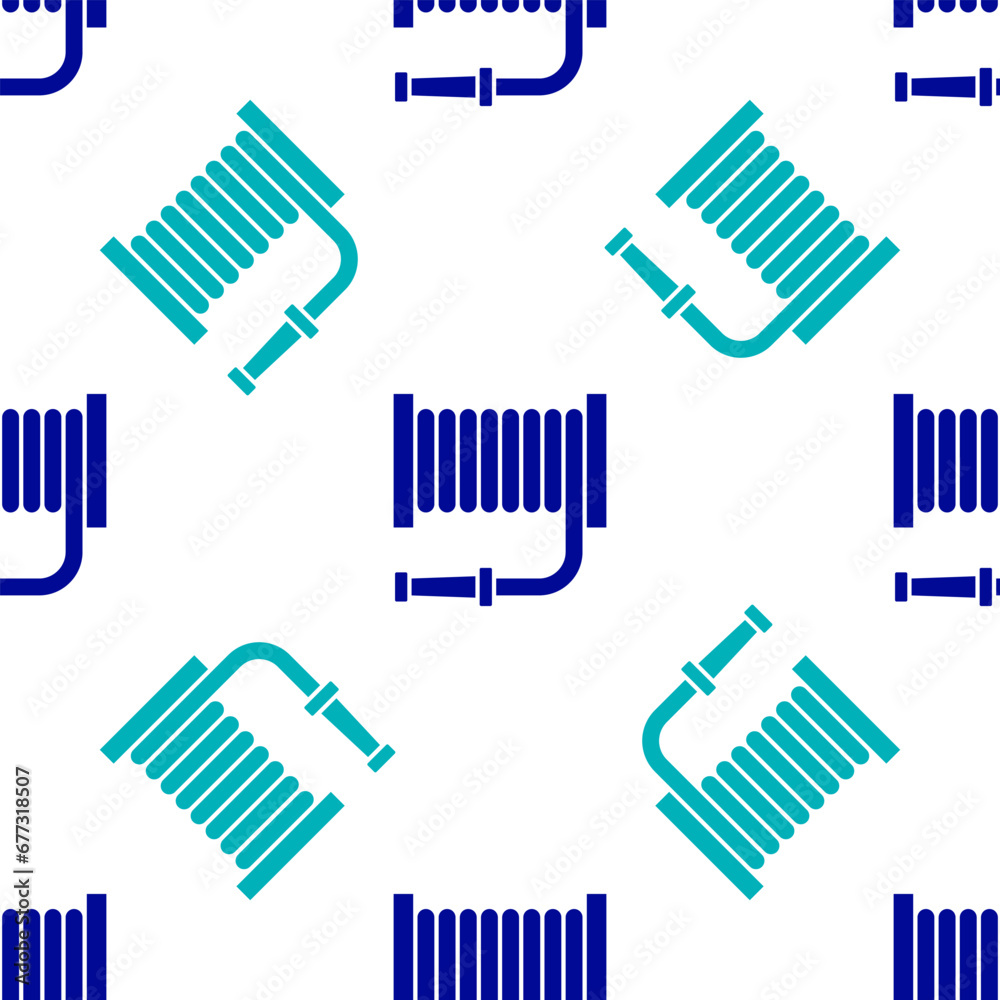Blue Fire hose reel icon isolated seamless pattern on white background. Vector Blue Fire hose reel icon isolated seamless pattern on white background. Vector