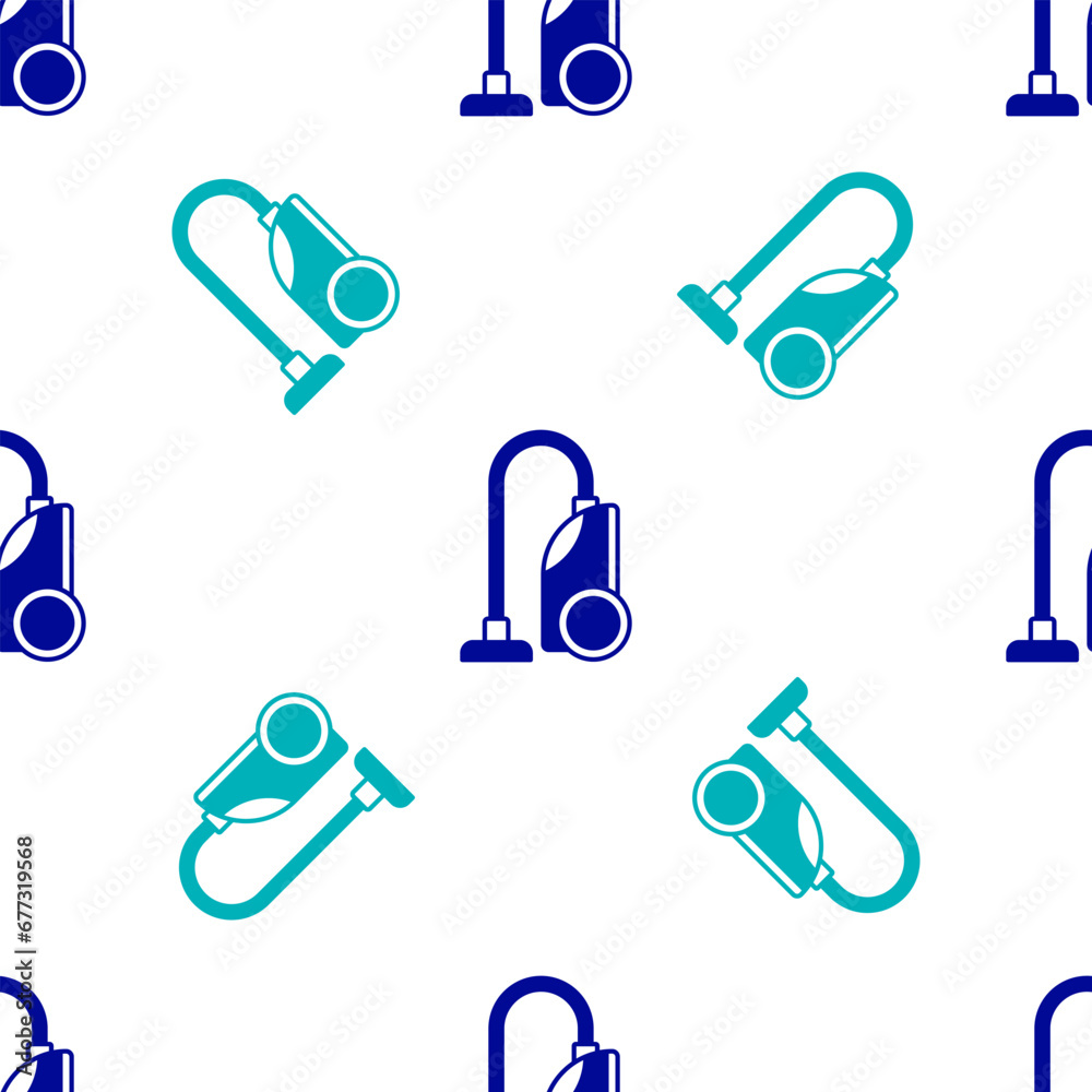 Blue Vacuum cleaner icon isolated seamless pattern on white background. Vector Blue Vacuum cleaner icon isolated seamless pattern on white background. Vector