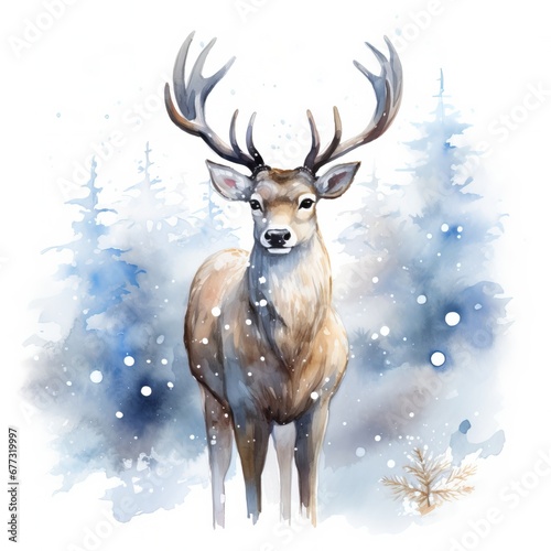 Magical Christmas Reindeer isolated on white background  © fotogurmespb