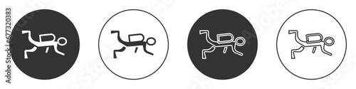 Black Scuba diver icon isolated on white background. Circle button. Vector