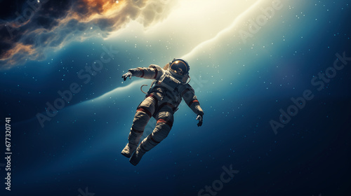 Astronaut floating in the space.
