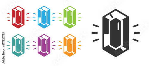 Black Gem stone icon isolated on white background. Jewelry symbol. Diamond. Set icons colorful. Vector