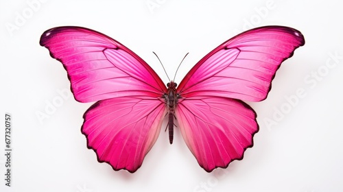  a pink butterfly on a white background with a shadow of a butterfly on the back of it's wings. © Anna