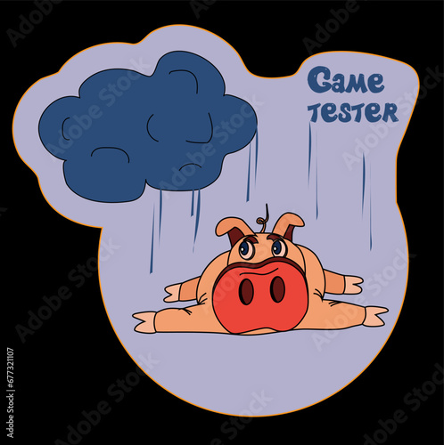 funny pig falls down from the sky, game tester