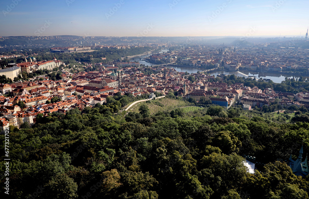 Top view of the city of Prague