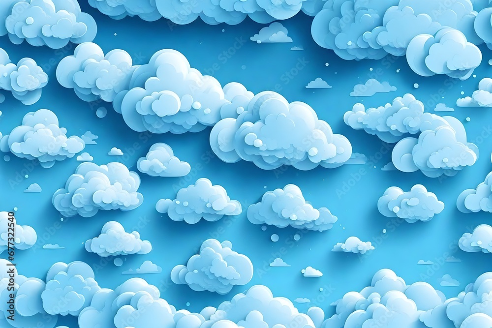 Abstract blue 3d fluffy clouds background (backdrop) - vector graphic ...