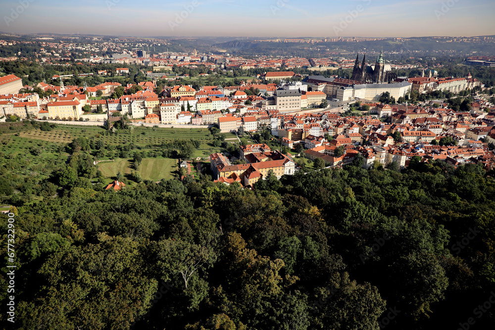 Top view of the city of Prague
