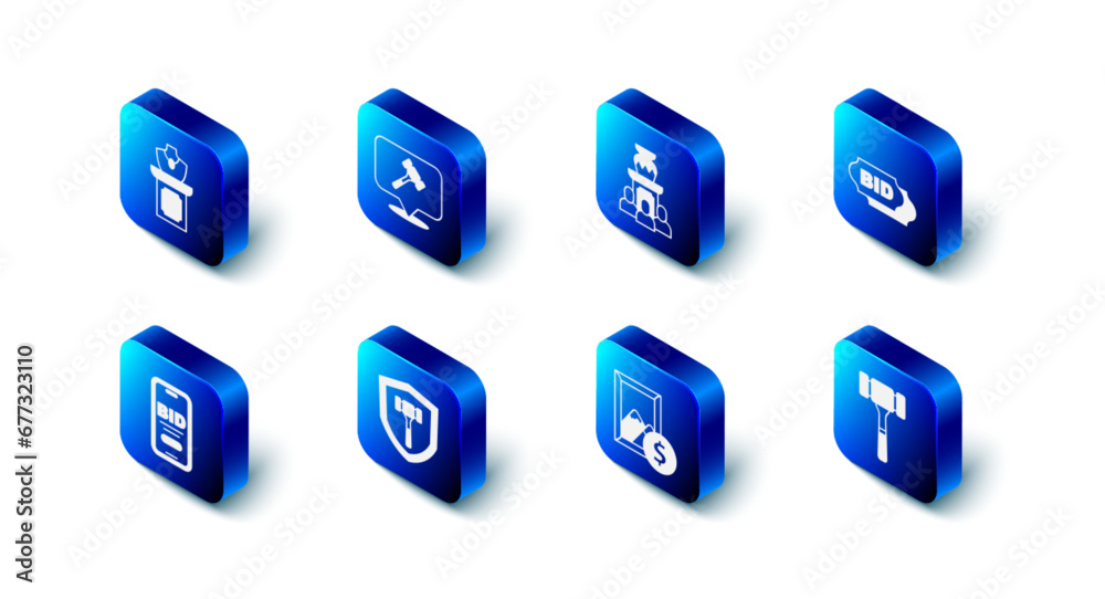 Set Auction hammer, ancient vase, Bid, painting, Online auction and jewelry sale icon. Vector Set Auction hammer, ancient vase, Bid, painting, Online auction and jewelry sale icon. Vector