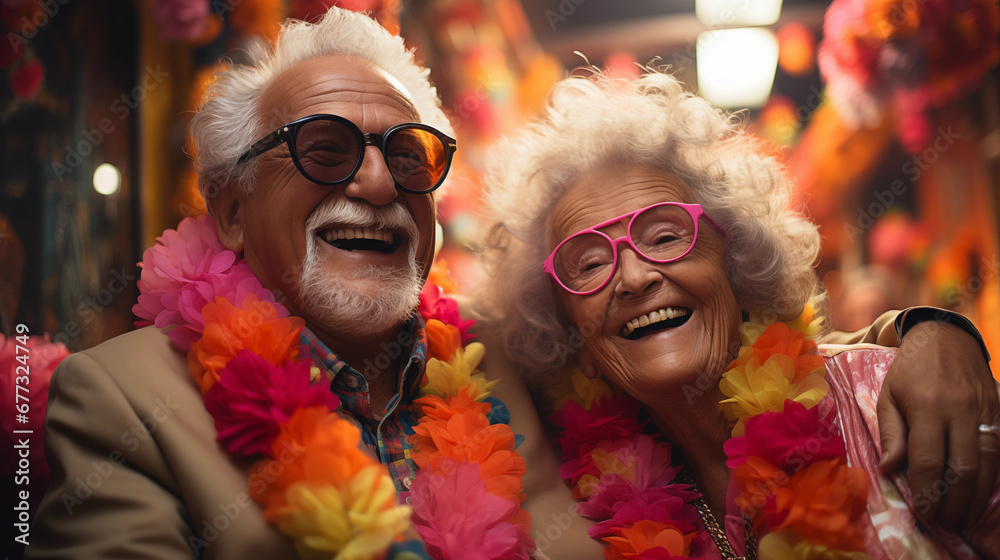 elderly couple dressed up at carnival, typical carnival masks Stock ...