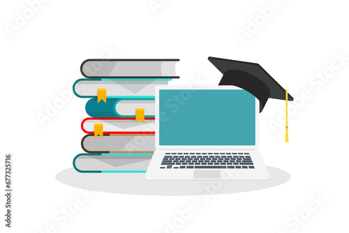 Online learning. Concept of webinar, business online training, education on computer or e-learning concept, video tutorial vector illustration