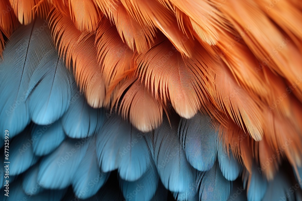 Obraz premium A close-up of a chicken’s feathers, showcasing the texture and colors