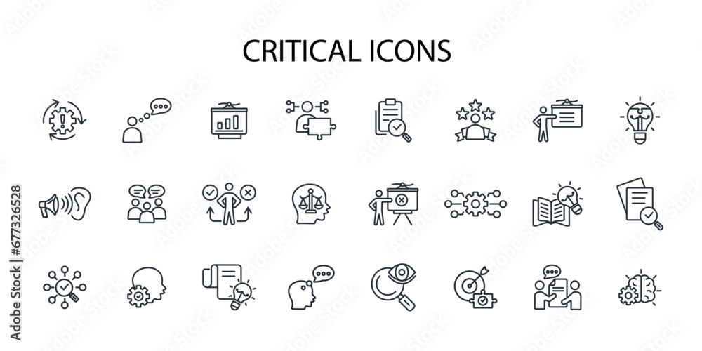 Critical thinking icon set.vector.Editable stroke.linear style sign for ...