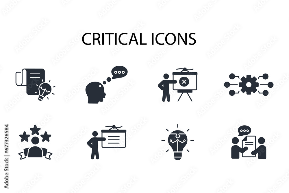 Critical thinking icon set.vector.Editable stroke.linear style sign for use web design,logo.Symbol illustration. Critical thinking icon set.vector.Editable stroke.linear style sign for use web design,logo.Symbol illustration.