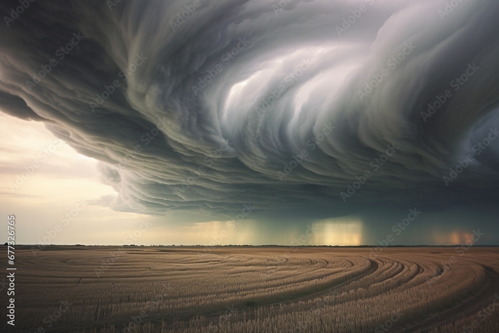 Naklejka premium Asperitas clouds undulating beneath a stormy sky canvas