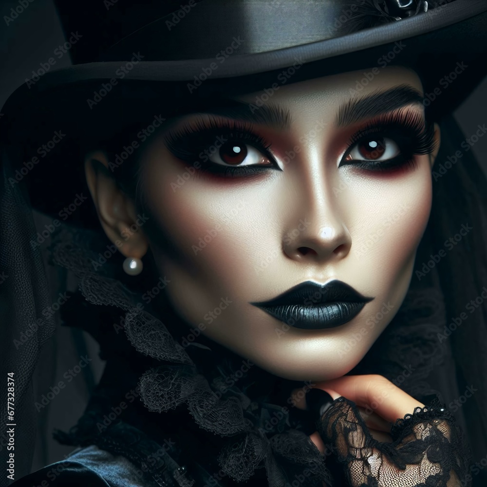 A portrait of a woman in a hat A portrait of a woman in a hat