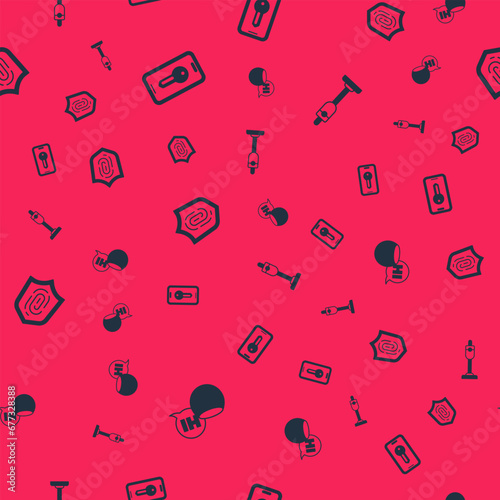 Set Voice assistant, Smart key, Fingerprint and Vacuum cleaner on seamless pattern. Vector