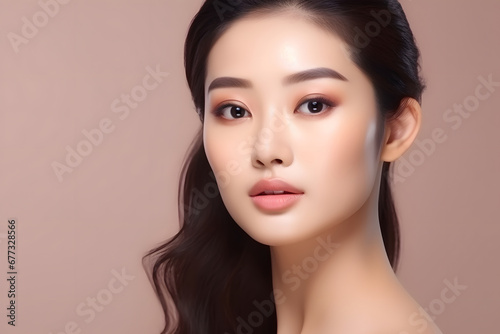 young asian beauty with makeup. The concept of cosmetology