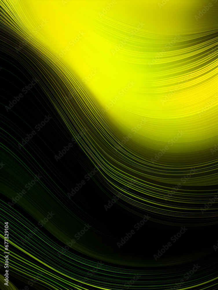 Neon yellow abstract design on black background