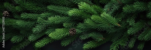 Christmas branch with spruce cones. Evergreen tree branch