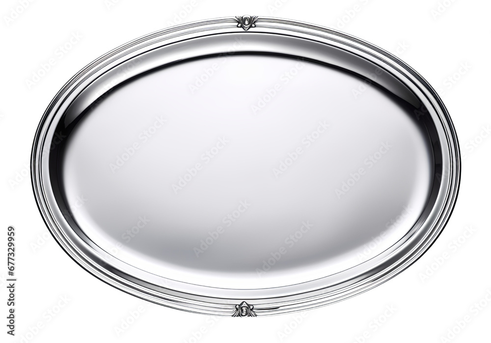 Silver Plate / Tray isolated on transparent background PNG - obrazy, fototapety, plakaty 