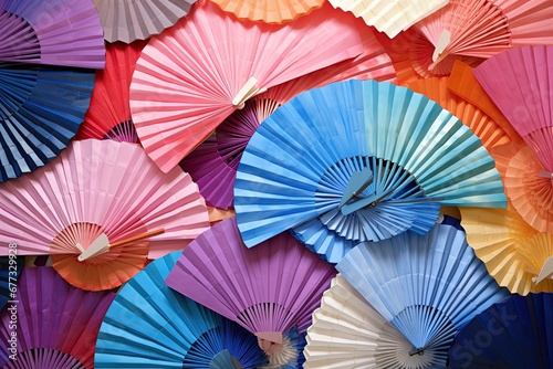 Colorful Paper Fans Collection on White Background