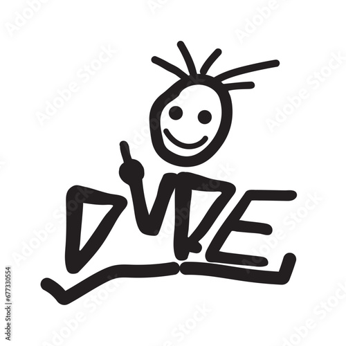 a funny dude sits and makes an obscene gesture